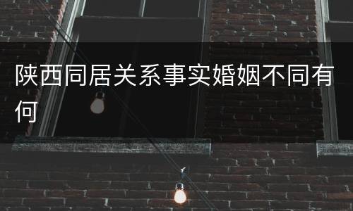 陕西同居关系事实婚姻不同有何