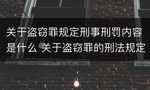 关于盗窃罪规定刑事刑罚内容是什么 关于盗窃罪的刑法规定