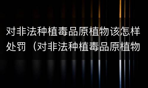 对非法种植毒品原植物该怎样处罚（对非法种植毒品原植物该怎样处罚呢）
