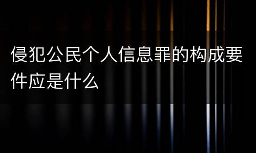 侵犯公民个人信息罪的构成要件应是什么