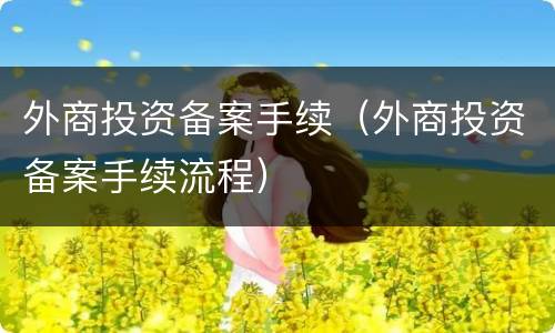 外商投资备案手续（外商投资备案手续流程）