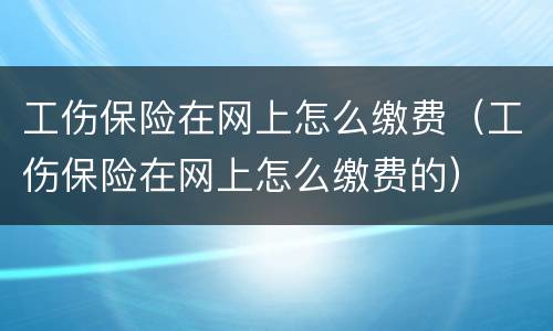 工伤保险在网上怎么缴费（工伤保险在网上怎么缴费的）