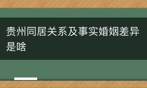 贵州同居关系及事实婚姻差异是啥