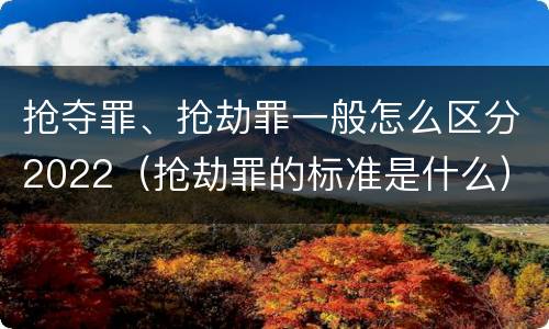 抢夺罪、抢劫罪一般怎么区分2022（抢劫罪的标准是什么）