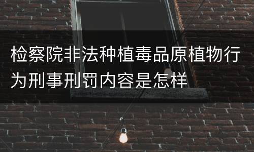 检察院非法种植毒品原植物行为刑事刑罚内容是怎样