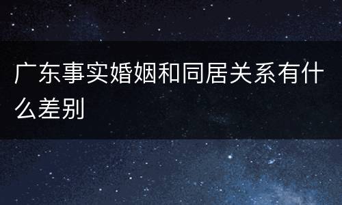 广东事实婚姻和同居关系有什么差别