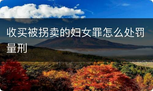 收买被拐卖的妇女罪怎么处罚量刑
