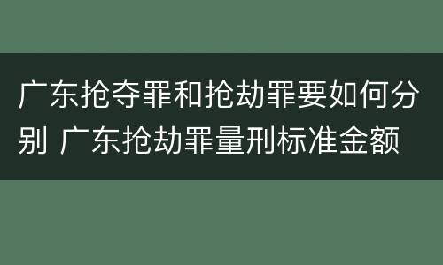 广东抢夺罪和抢劫罪要如何分别 广东抢劫罪量刑标准金额