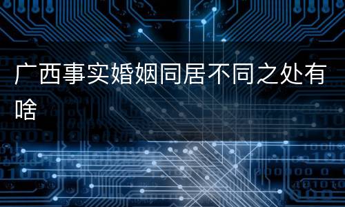 广西事实婚姻同居不同之处有啥