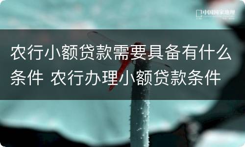 农行小额贷款需要具备有什么条件 农行办理小额贷款条件