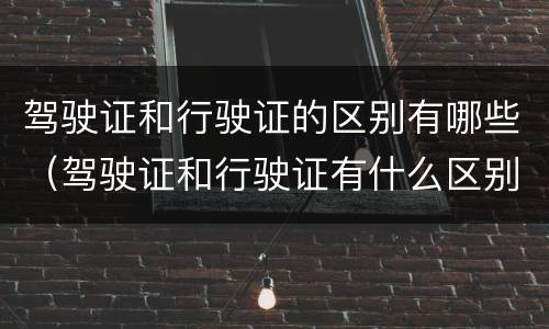 驾驶证和行驶证的区别有哪些（驾驶证和行驶证有什么区别）