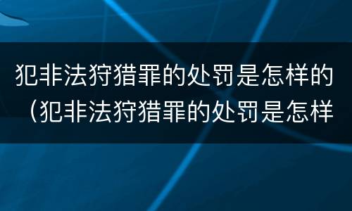 犯非法狩猎罪的处罚是怎样的（犯非法狩猎罪的处罚是怎样的呢）