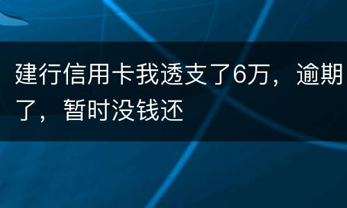 建行信用卡我透支了6万，逾期了，暂时没钱还
