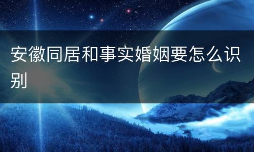 安徽同居和事实婚姻要怎么识别