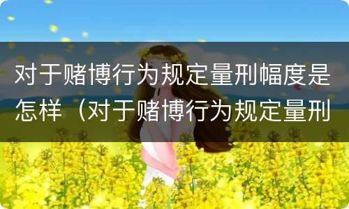 对于赌博行为规定量刑幅度是怎样（对于赌博行为规定量刑幅度是怎样的）