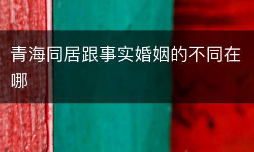 青海同居跟事实婚姻的不同在哪