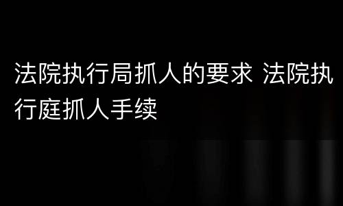 法院执行局抓人的要求 法院执行庭抓人手续