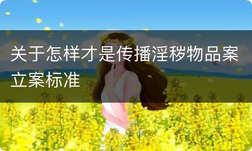 关于怎样才是传播淫秽物品案立案标准