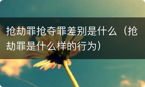 抢劫罪抢夺罪差别是什么（抢劫罪是什么样的行为）
