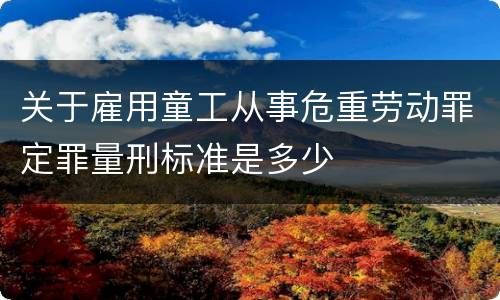 关于雇用童工从事危重劳动罪定罪量刑标准是多少