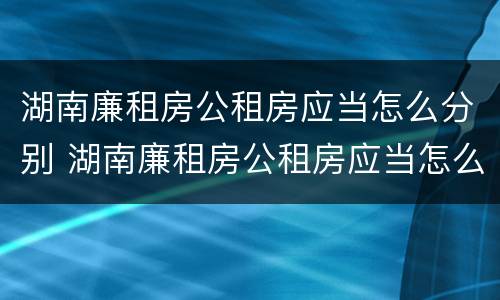 湖南廉租房公租房应当怎么分别 湖南廉租房公租房应当怎么分别申请入住