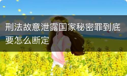 刑法故意泄露国家秘密罪到底要怎么断定
