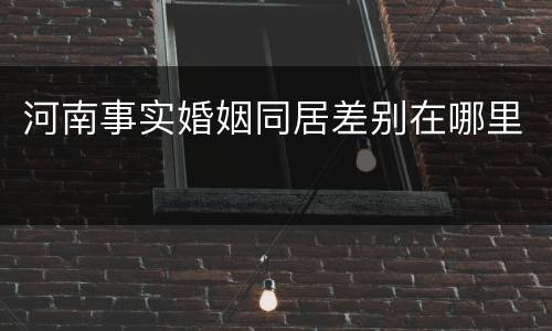 河南事实婚姻同居差别在哪里