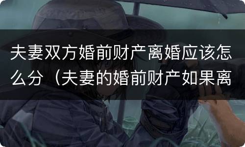 夫妻双方婚前财产离婚应该怎么分（夫妻的婚前财产如果离婚的话,怎么分配）