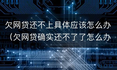 欠网贷还不上具体应该怎么办（欠网贷确实还不了了怎么办）