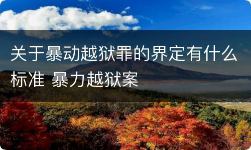关于暴动越狱罪的界定有什么标准 暴力越狱案