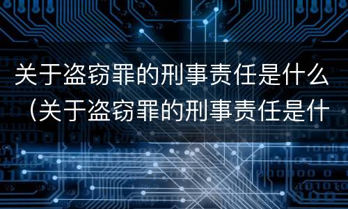 关于盗窃罪的刑事责任是什么（关于盗窃罪的刑事责任是什么处罚）