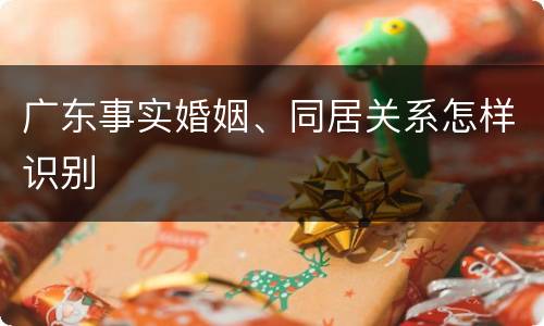 广东事实婚姻、同居关系怎样识别