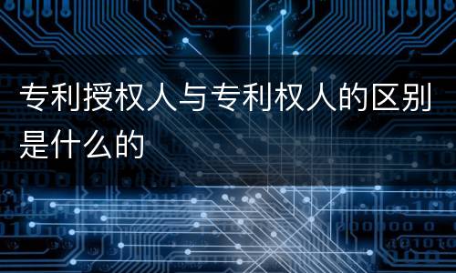 专利授权人与专利权人的区别是什么的