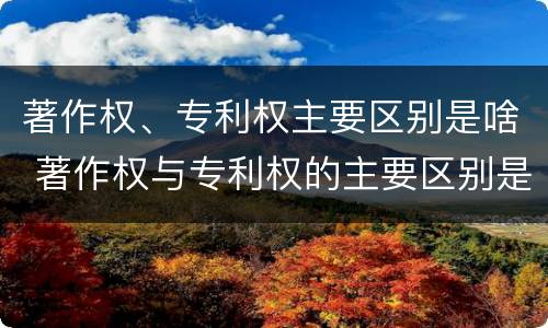 著作权、专利权主要区别是啥 著作权与专利权的主要区别是什么