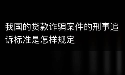我国的贷款诈骗案件的刑事追诉标准是怎样规定