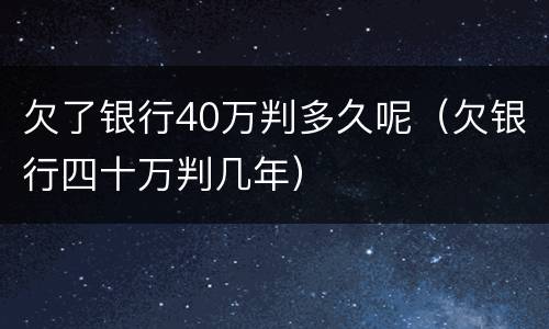 欠了银行40万判多久呢（欠银行四十万判几年）