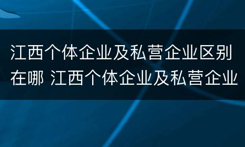 江西个体企业及私营企业区别在哪 江西个体企业及私营企业区别在哪里