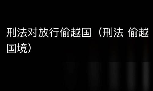 刑法对放行偷越国（刑法 偷越国境）