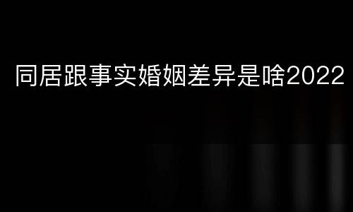 同居跟事实婚姻差异是啥2022