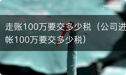 走账100万要交多少税（公司进帐100万要交多少税）