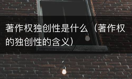 著作权独创性是什么（著作权的独创性的含义）