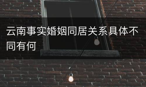 云南事实婚姻同居关系具体不同有何