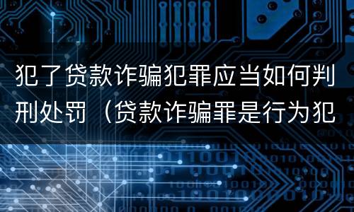 犯了贷款诈骗犯罪应当如何判刑处罚（贷款诈骗罪是行为犯吗）