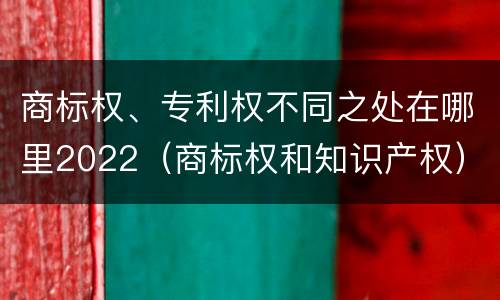商标权、专利权不同之处在哪里2022（商标权和知识产权）
