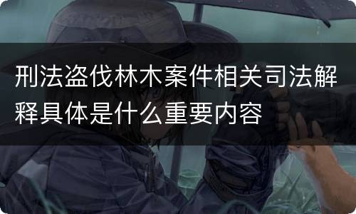 刑法盗伐林木案件相关司法解释具体是什么重要内容