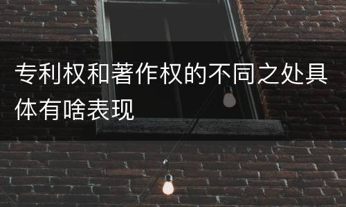 专利权和著作权的不同之处具体有啥表现