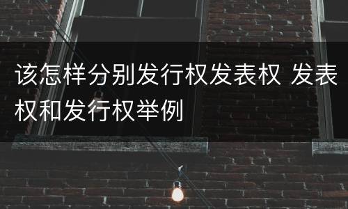 该怎样分别发行权发表权 发表权和发行权举例