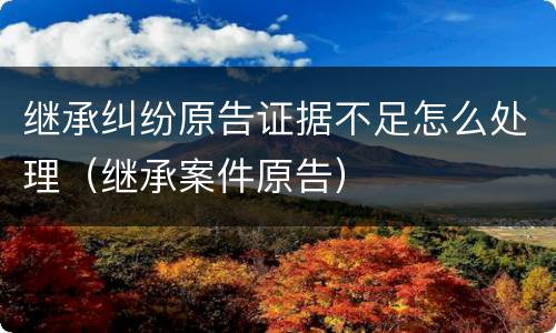 继承纠纷原告证据不足怎么处理（继承案件原告）