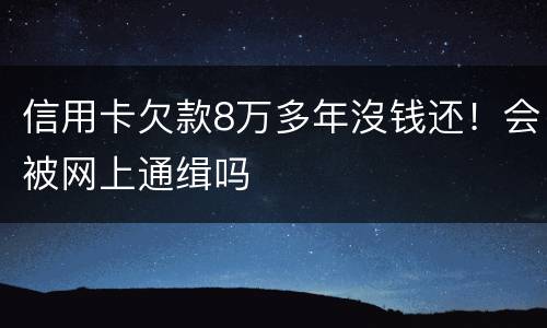 信用卡欠款8万多年沒钱还！会被网上通缉吗