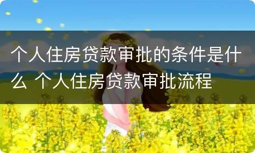 个人住房贷款审批的条件是什么 个人住房贷款审批流程